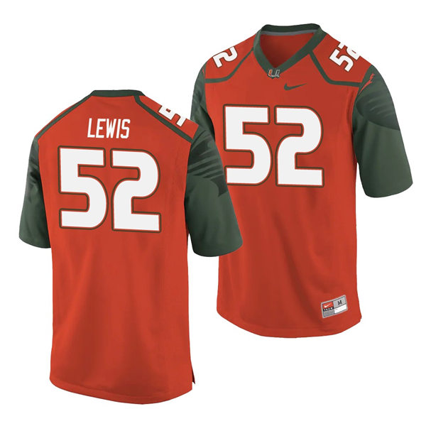 Men's Miami Hurricanes #52 Ray Lewis Nike Orange Limited Throwback Football Jersey