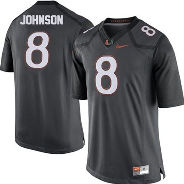 Men's Miami Hurricanes #8 Duke Johnson Gray Football Jersey Men's Jersey Miami Hurricanes #8 Duke Johnson Gray Football Jersey