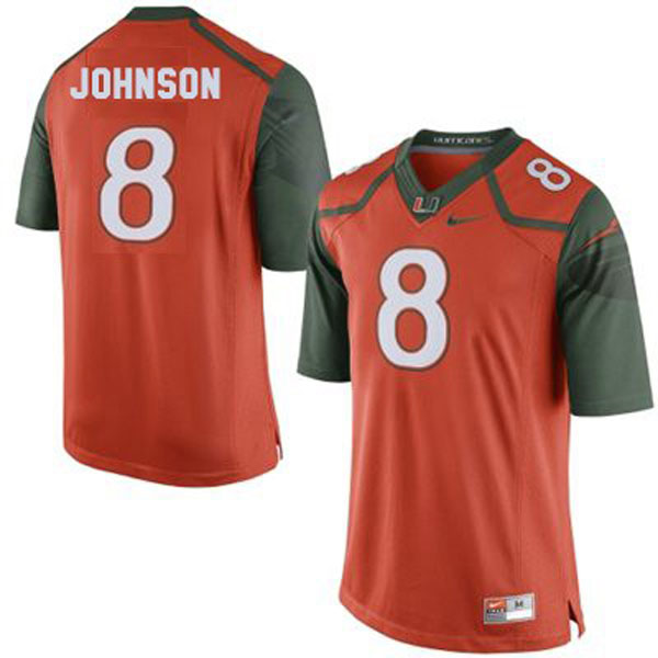 Men's Miami Hurricanes #8 Duke Johnson Orange Football Jersey Men's Jersey Miami Hurricanes #8 Duke Johnson Orange Football Jersey