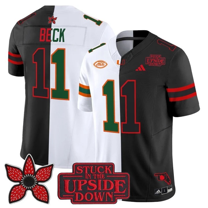 Men's Miami Hurricanes 'Upside Down Edition' Vapor Limited Jersey - All Stitched Carson Beck    11