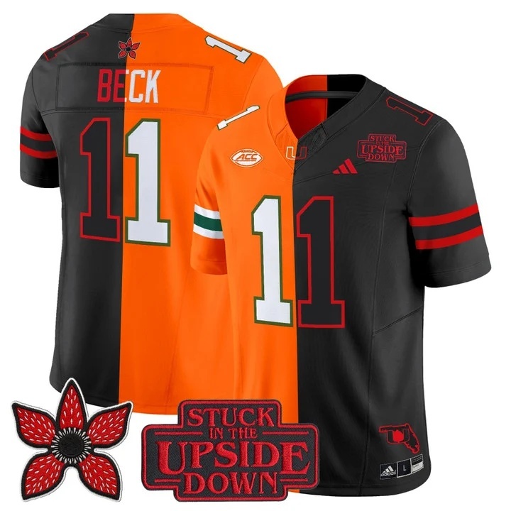 Men's Miami Hurricanes 'Upside Down Edition' Vapor Limited Jersey - All Stitched Carson Beck  11