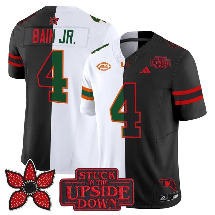 Men's Miami Hurricanes 'Upside Down Edition' Vapor Limited Jersey - All Stitched Rueben  Bain Jr.  4