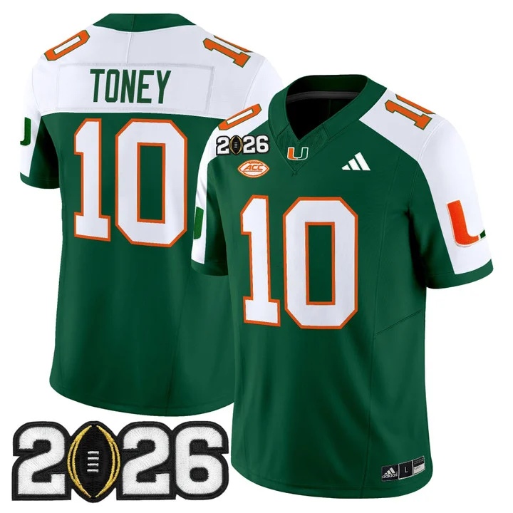 Men's Miami Hurricanes 2026 CFP Final Patch Vapor Limited Jersey - All Stitched 10  Malachi Toney