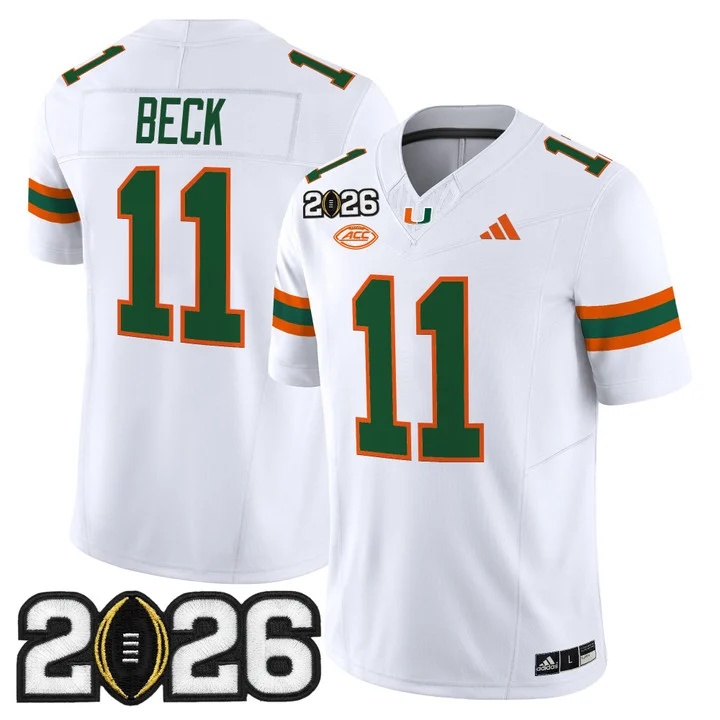Men's Miami Hurricanes 2026 CFP Final Patch Vapor Limited Jersey - All Stitched Carson Beck    11