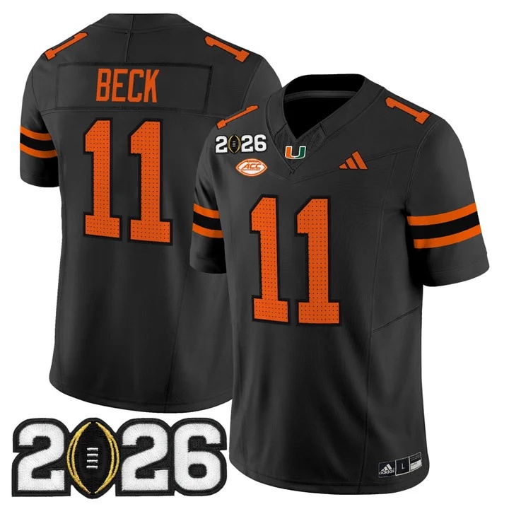 Men's Miami Hurricanes 2026 CFP Final Patch Vapor Limited Jersey - All Stitched Carson Beck   11