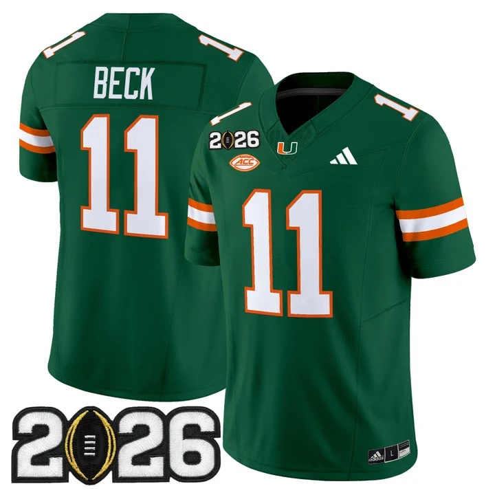Men's Miami Hurricanes 2026 CFP Final Patch Vapor Limited Jersey - All Stitched Carson Beck  11