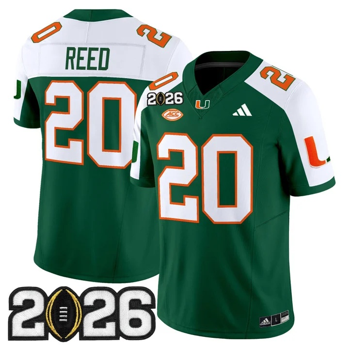 Men's Miami Hurricanes 2026 CFP Final Patch Vapor Limited Jersey - All Stitched Ed Reed #20