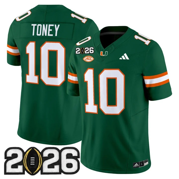 Men's Miami Hurricanes 2026 CFP Final Patch Vapor Limited Jersey - All Stitched Malachi Toney  10
