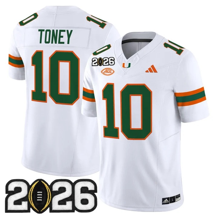 Men's Miami Hurricanes 2026 CFP Final Patch Vapor Limited Jersey - All Stitched Malachi Toney #10