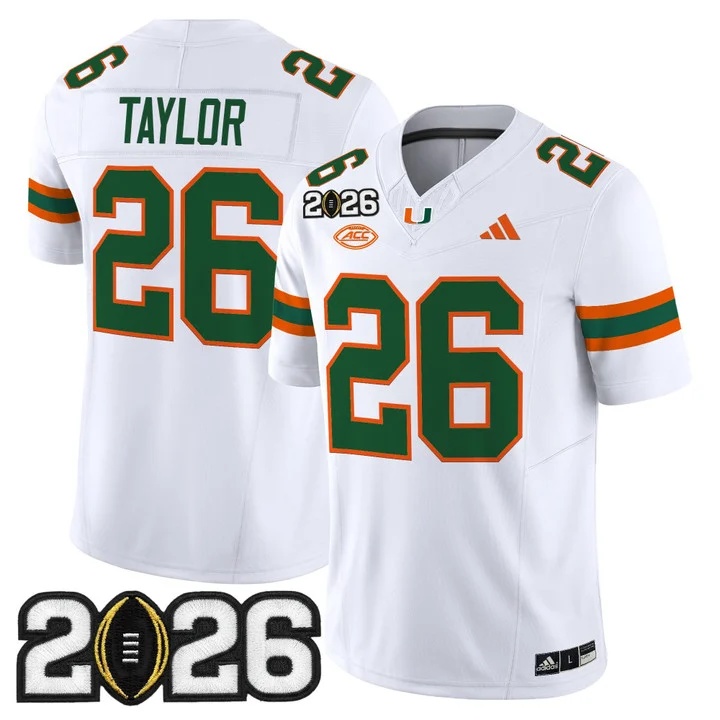 Men's Miami Hurricanes 2026 CFP Final Patch Vapor Limited Jersey - All Stitched Sean Taylor  26
