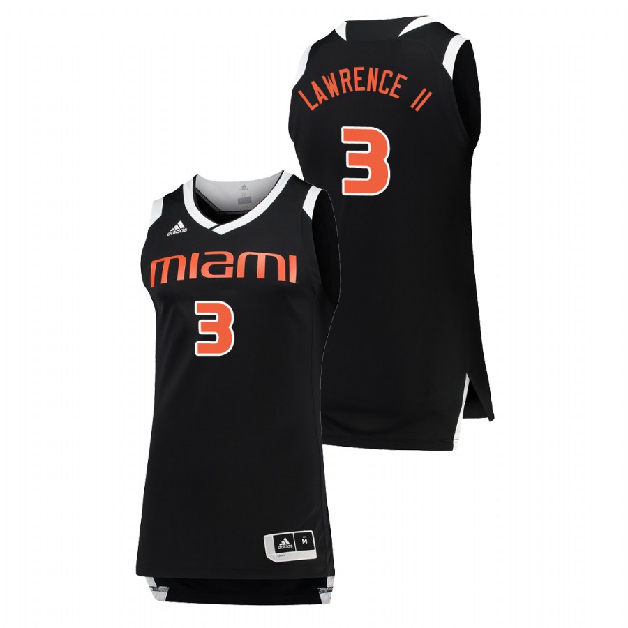 Men's Miami Hurricanes Black White Anthony Lawrence II College Basketball Jersey