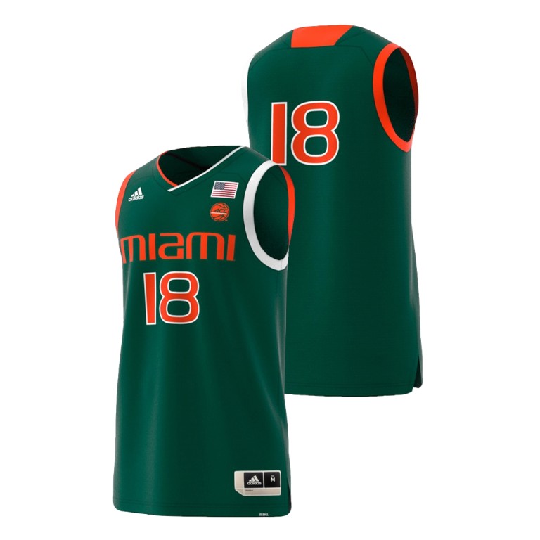 Men's Miami Hurricanes Green Adidas Replica College Basketball Swingman Jersey Men's Jersey