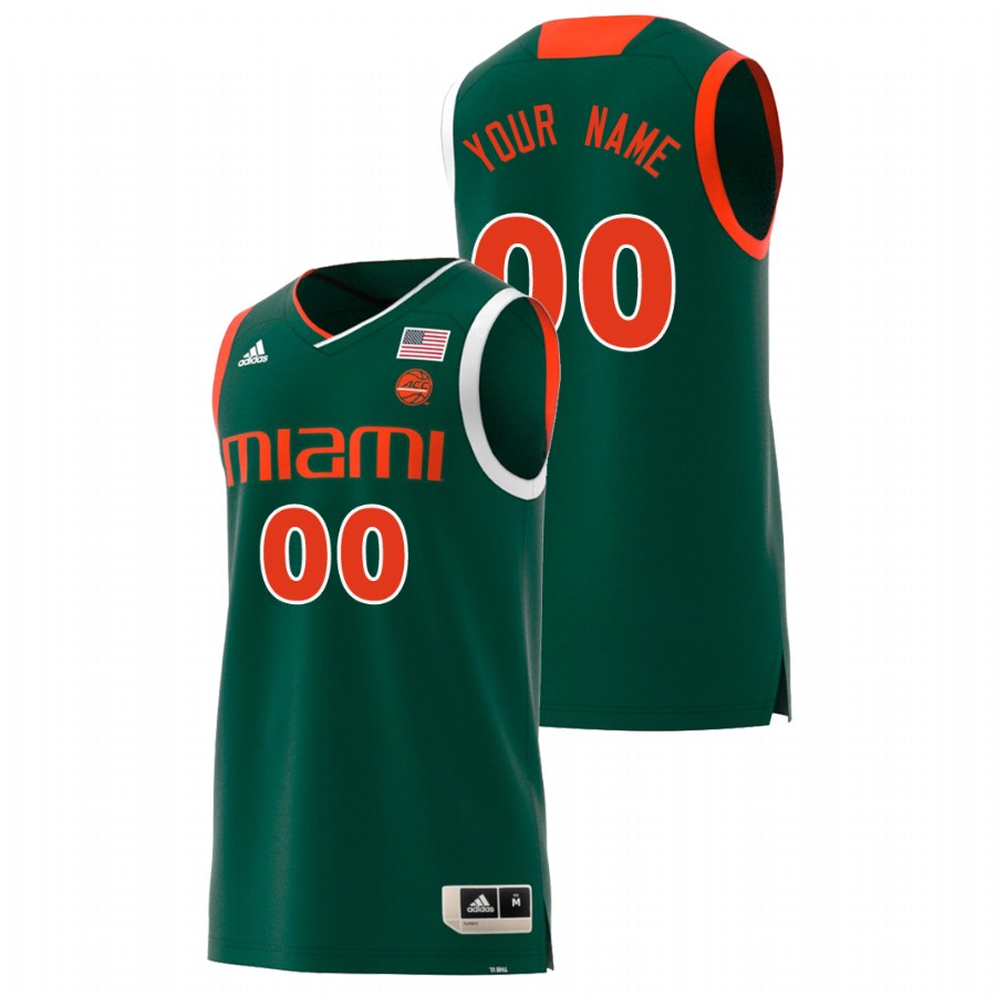Men's Miami Hurricanes Green Custom College Basketball Swingman Jersey