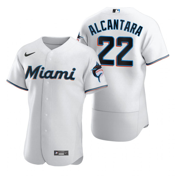 Men's Miami Marlins #22 Sandy Alcantara Nike White Home Flex Base Jersey