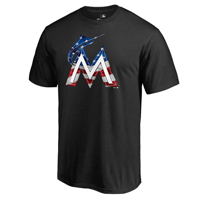Men's Miami Marlins Black Banner Wave II T-Shirt