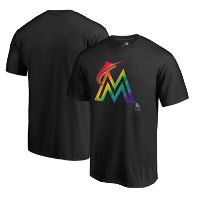 Men's Miami Marlins Fanatics Branded Black Big & Tall Pride T-Shirt