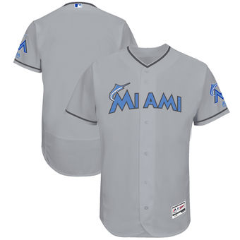 Men's Miami Marlins Majestic Gray Father's Day FlexBase Team Jersey