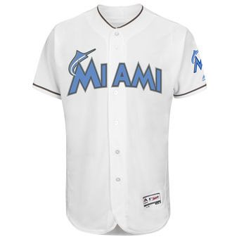 Men's Miami Marlins Majestic White Father's Day FlexBase Team Jersey