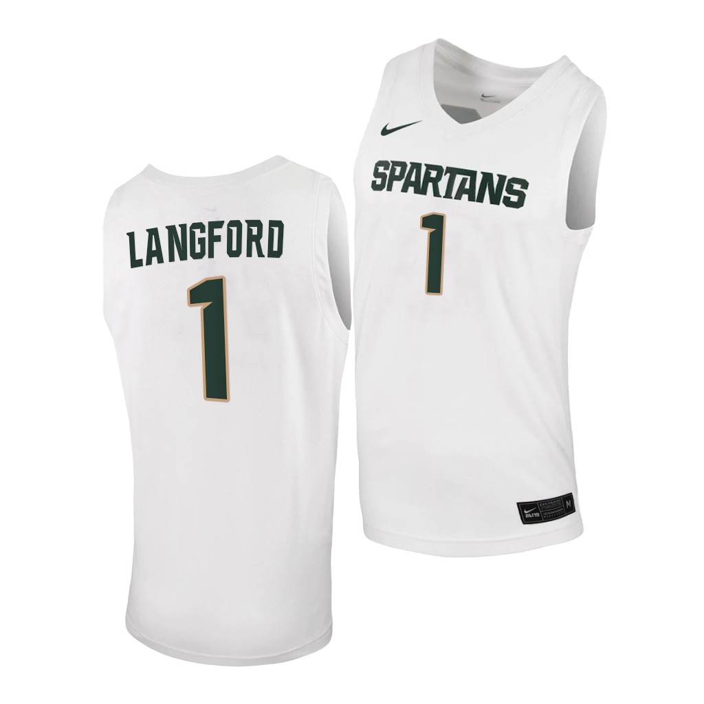 Men's Michigan State Spartans #1 Joshua Langford White 2020 Limited College Basketball Jersey