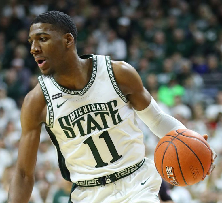 Men's Michigan State Spartans #11 AJ Hoggard White Retro Limited College Baketball Jersey