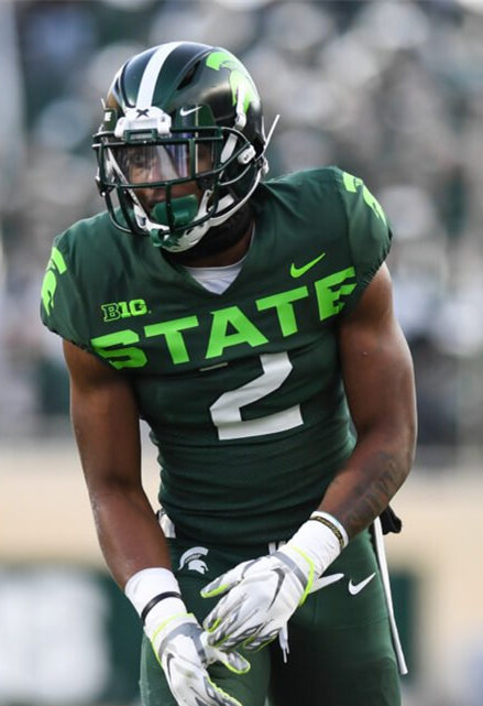 Men's Michigan State Spartans #2 Julian Barnett Nike 2020 ALTERNATE Neon Green College Football Jersey