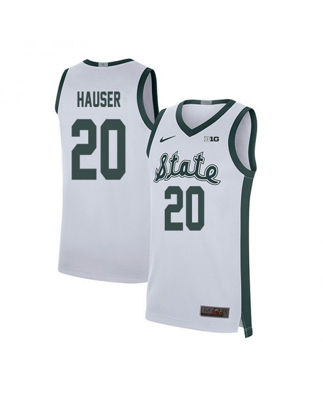 Men's Michigan State Spartans #20 Joey Hauser Nike White State Basketball Jersey