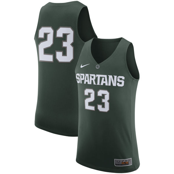 Men's Michigan State Spartans #23 Green Basketball Jersey 