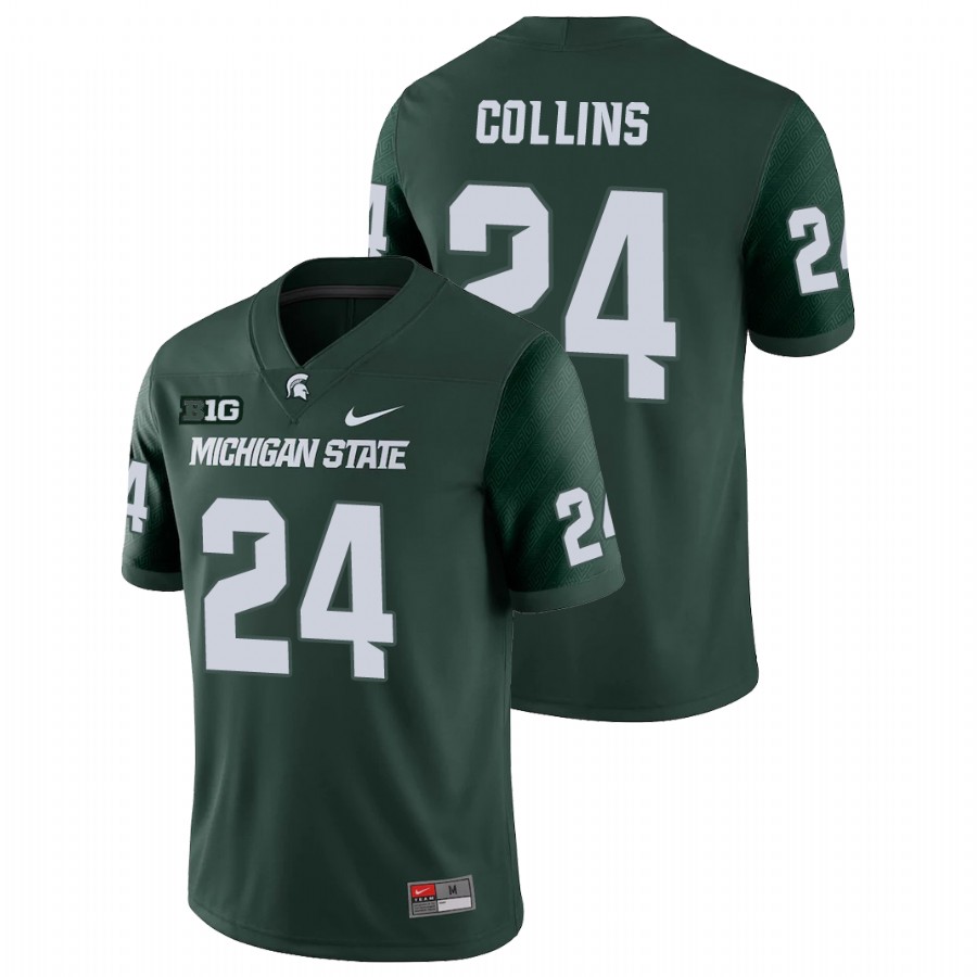 Men's Michigan State Spartans #24 Elijah Collins Nike Green College Game Football Jersey
