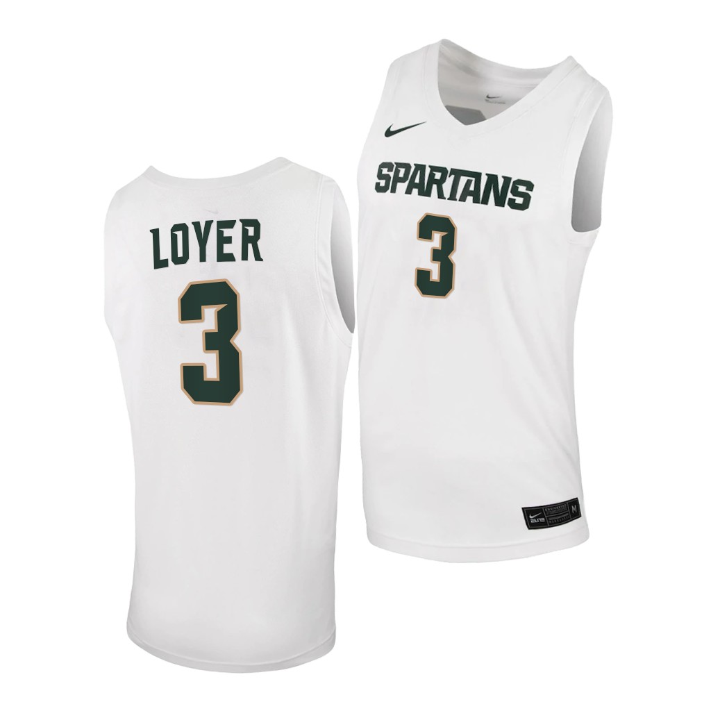 Men's Michigan State Spartans #3 Foster Loyer White 2020 Limited College Basketball Jersey