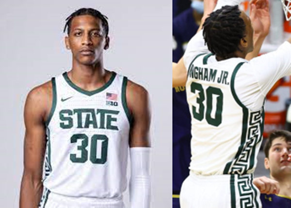 Men's Michigan State Spartans #30 Marcus Bingham 2021 White NCAA College Baketball Jersey
