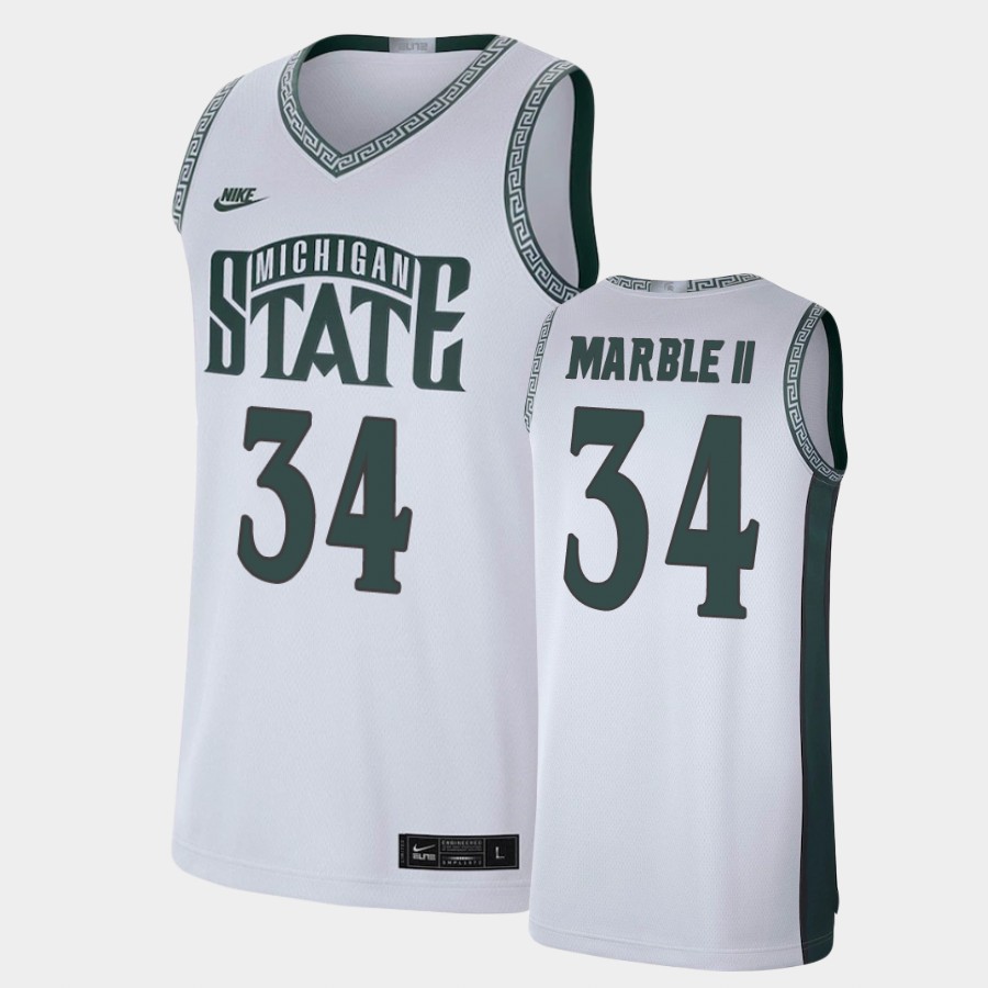 Men's Michigan State Spartans #34 Julius Marble II White Retro Limited College Baketball Jersey
