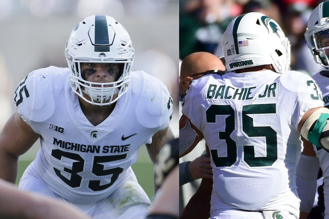 Men's Michigan State Spartans #35 Joe Bachie Jr Nike White College Game Football Jersey