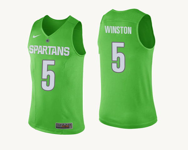 Men's Michigan State Spartans #5 Cassius Winston 2016 Apple Green College Basketball Jersey