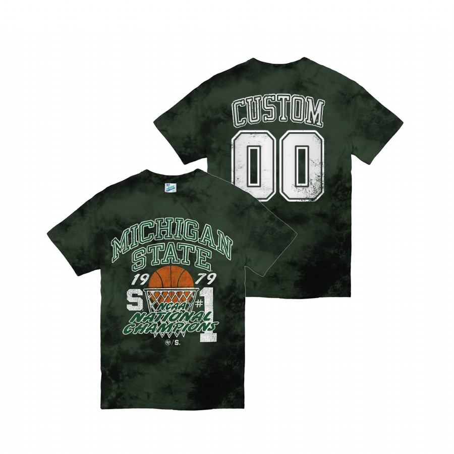 Men's Michigan State Spartans Custom #00 Green Vintage Tubular Retro Tie-Dye T-Shirt