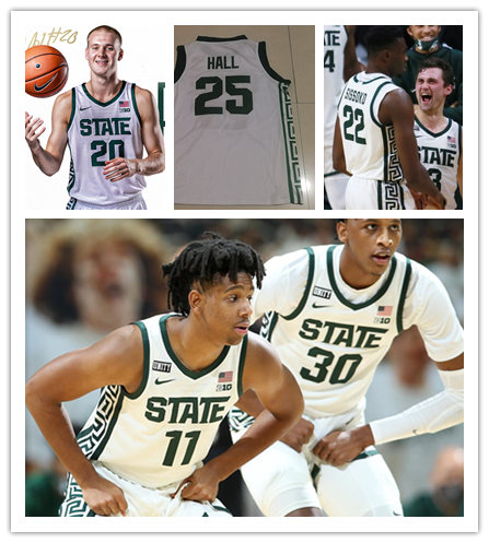 Men's Michigan State Spartans Custom 2021 White College Baketball Jersey Men's Michigan State Spartans Custom 2021 White College Baketball Jersey