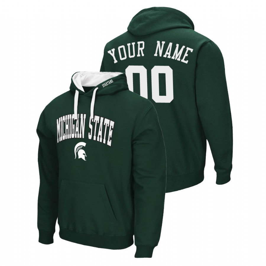 Men's Michigan State Spartans Custom Arch & Logo 2.0 Green Hoodie