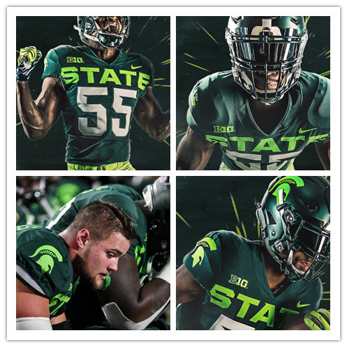 Men's Michigan State Spartans Custom Nike 2020 ALTERNATE Neon Green College Football Jersey