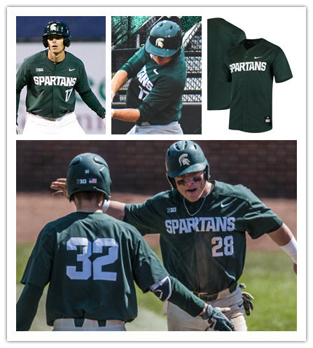 Men's Michigan State Spartans Custom Nike Green College College Baseball Game Jersey
