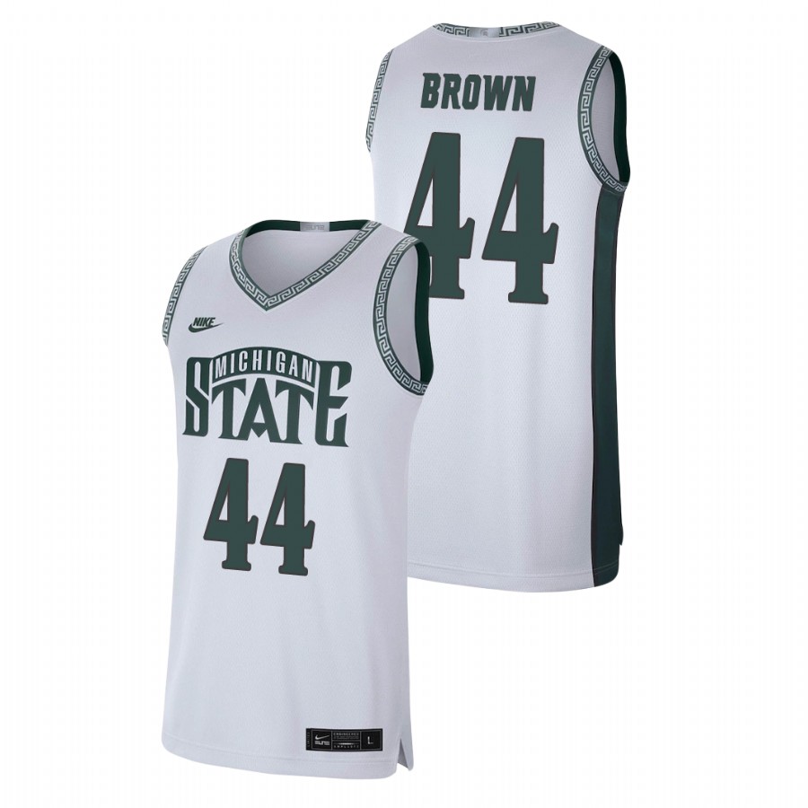 Men's Michigan State Spartans Gabe Brown Retro Basketball Limited Jersey White Men's Jersey 