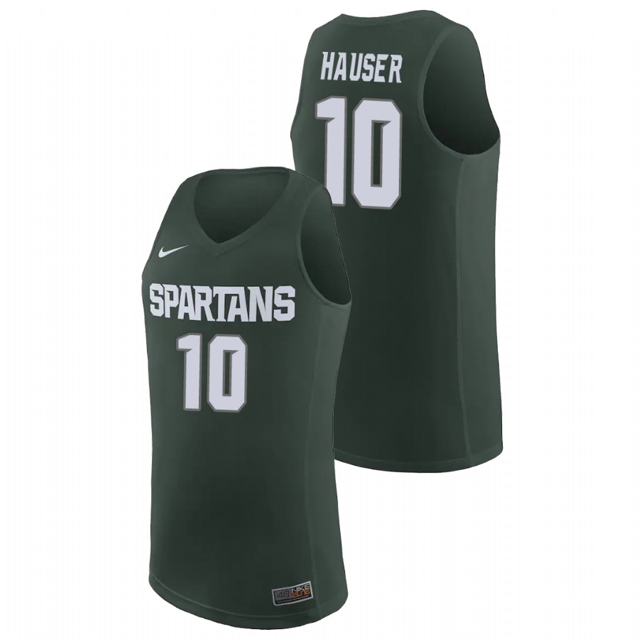 Men's Michigan State Spartans Joey Hauser Basketball Jersey Green Men's Jersey 