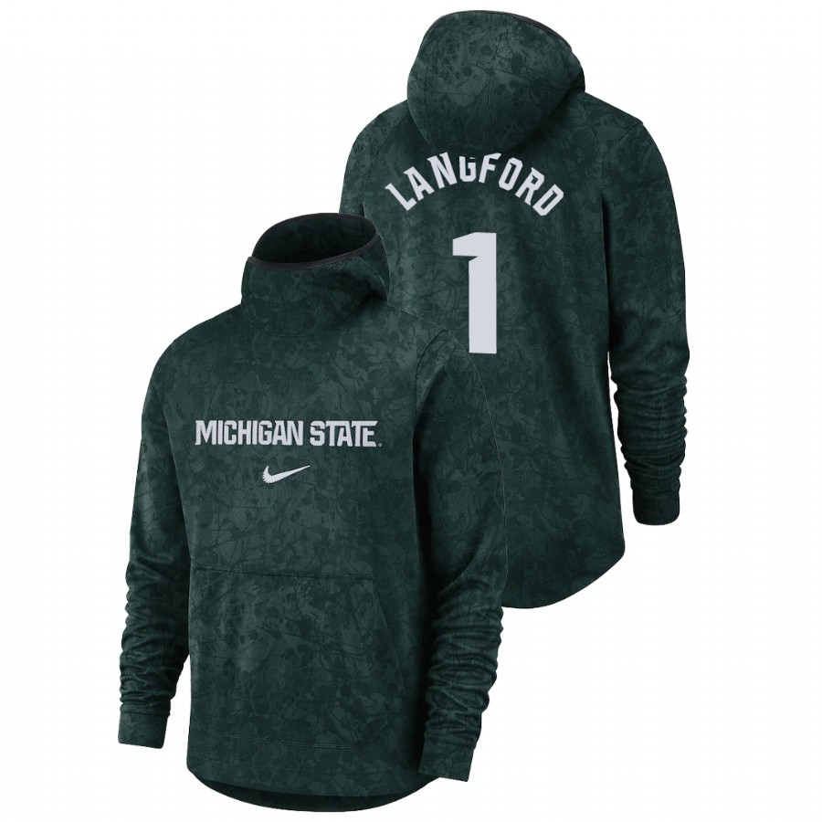 Men's Michigan State Spartans Joshua Langford Green Basketball Spotlight Team Logo Pullover Hoodie 