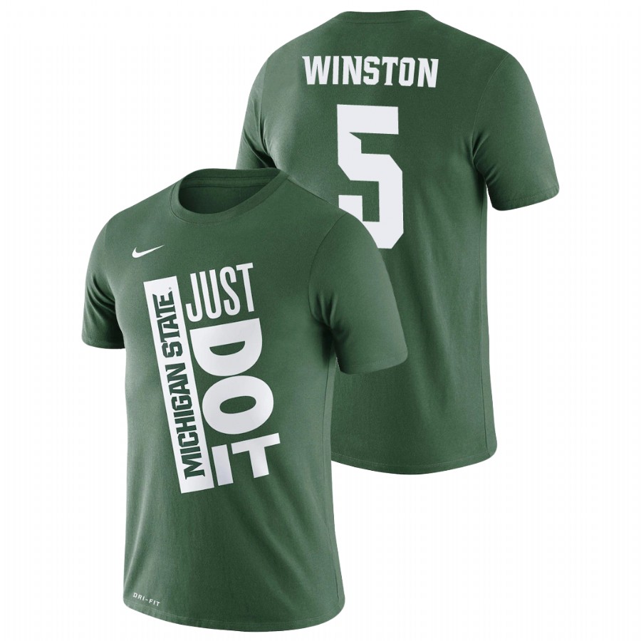 Men's Michigan State Spartans Just Do It Cassius Winston Green T-Shirt Men's Jersey