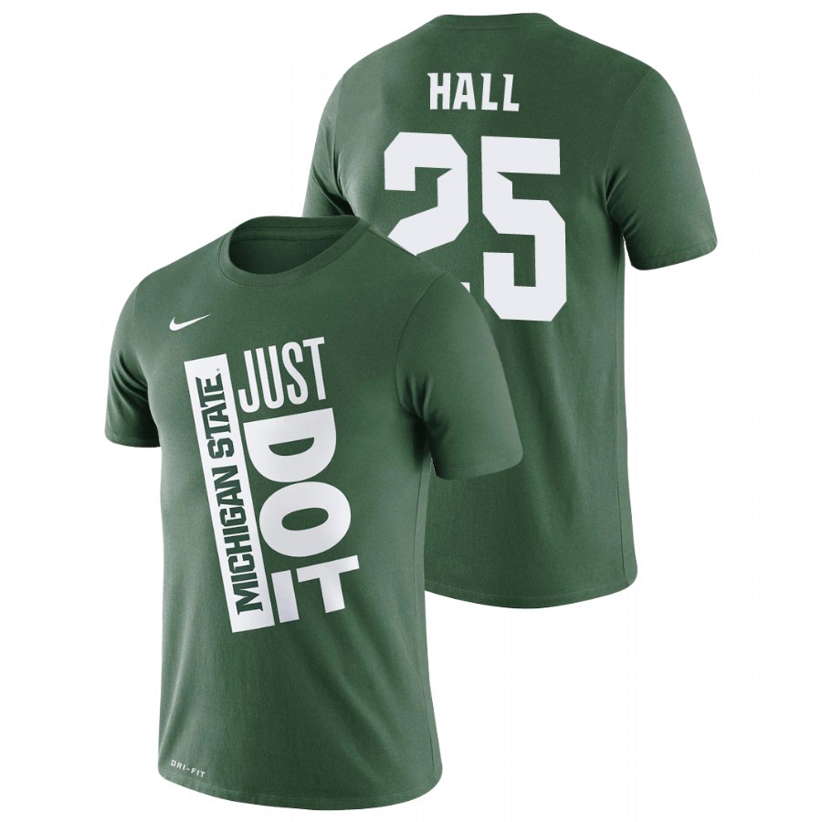 Men's Michigan State Spartans Just Do It Malik Hall Green T-Shirt Men's Jersey 