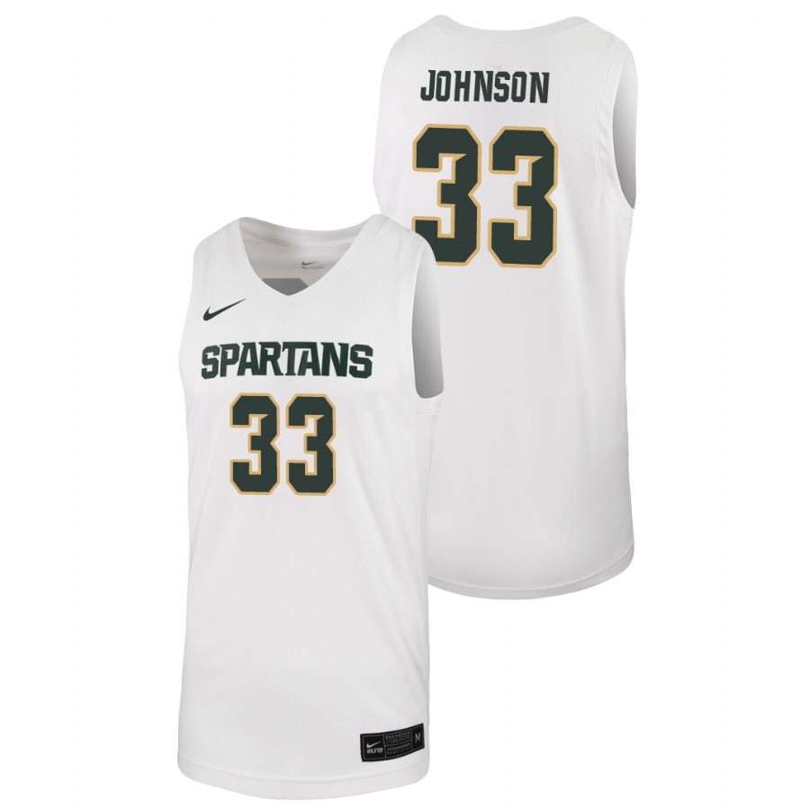Men's Michigan State Spartans Magic Johnson Replica College Basketball Jersey White 