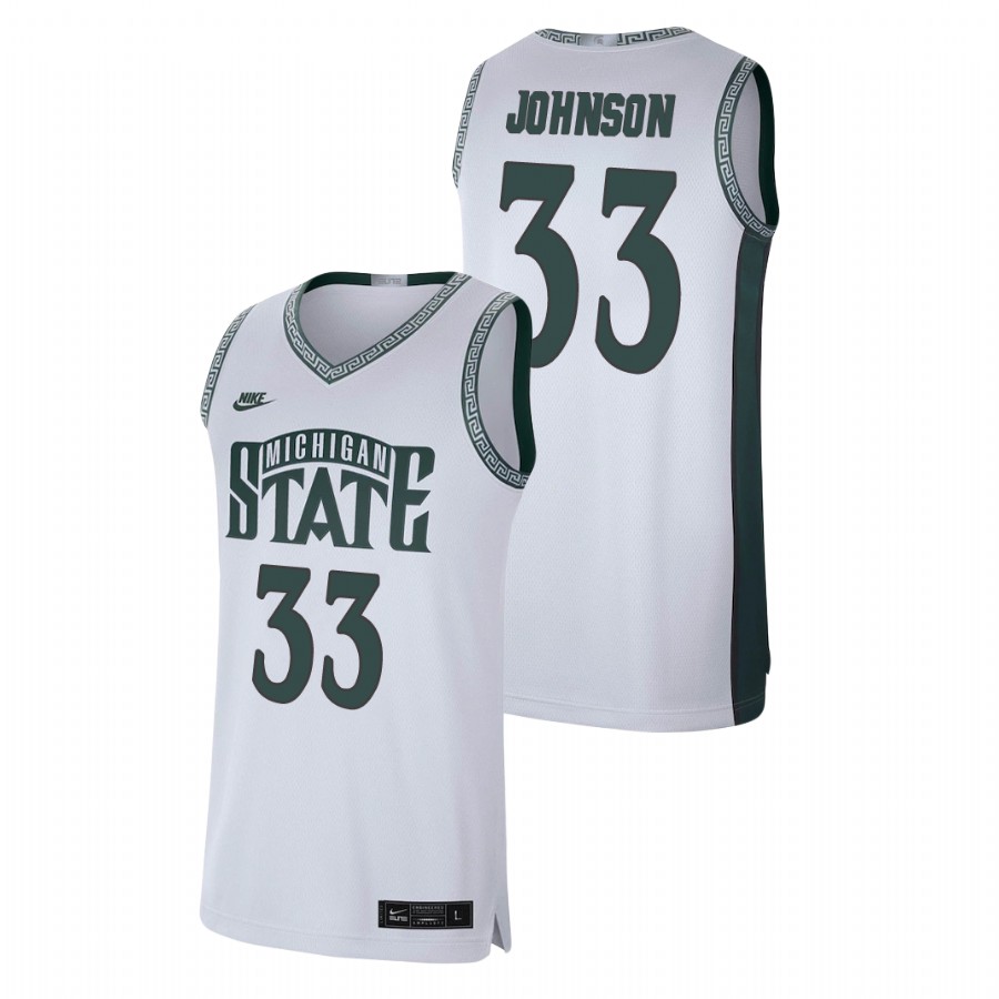 Men's Michigan State Spartans Magic Johnson Retro Basketball Limited Jersey White 
