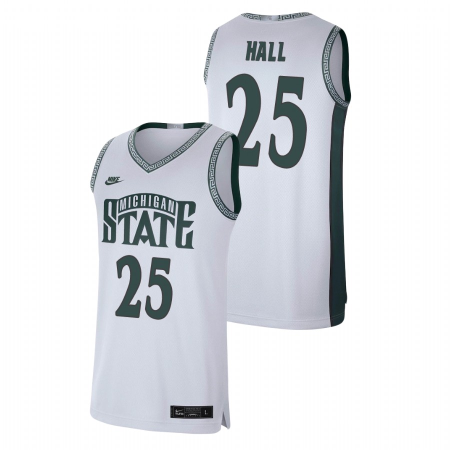 Men's Michigan State Spartans Malik Hall Retro Basketball Limited Jersey White 