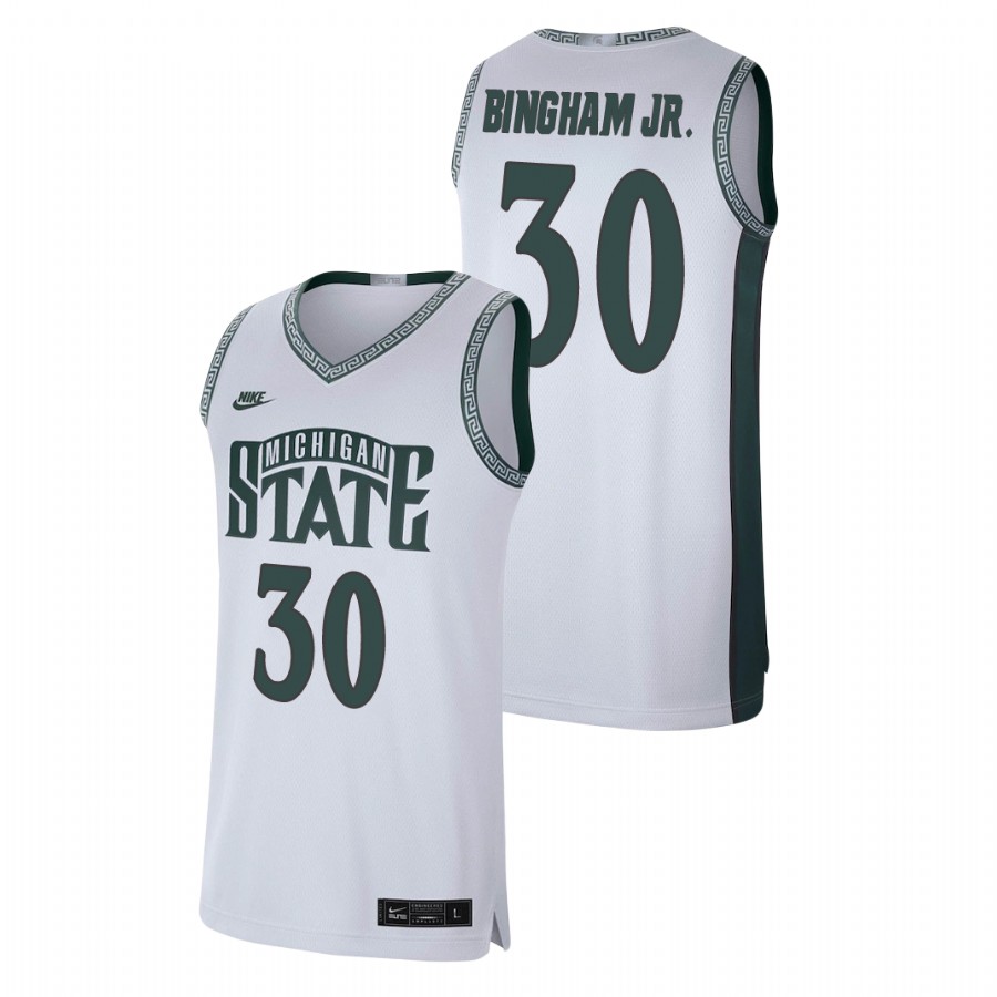 Men's Michigan State Spartans Marcus Bingham Jr. Retro Basketball Limited Jersey White Men's Jersey