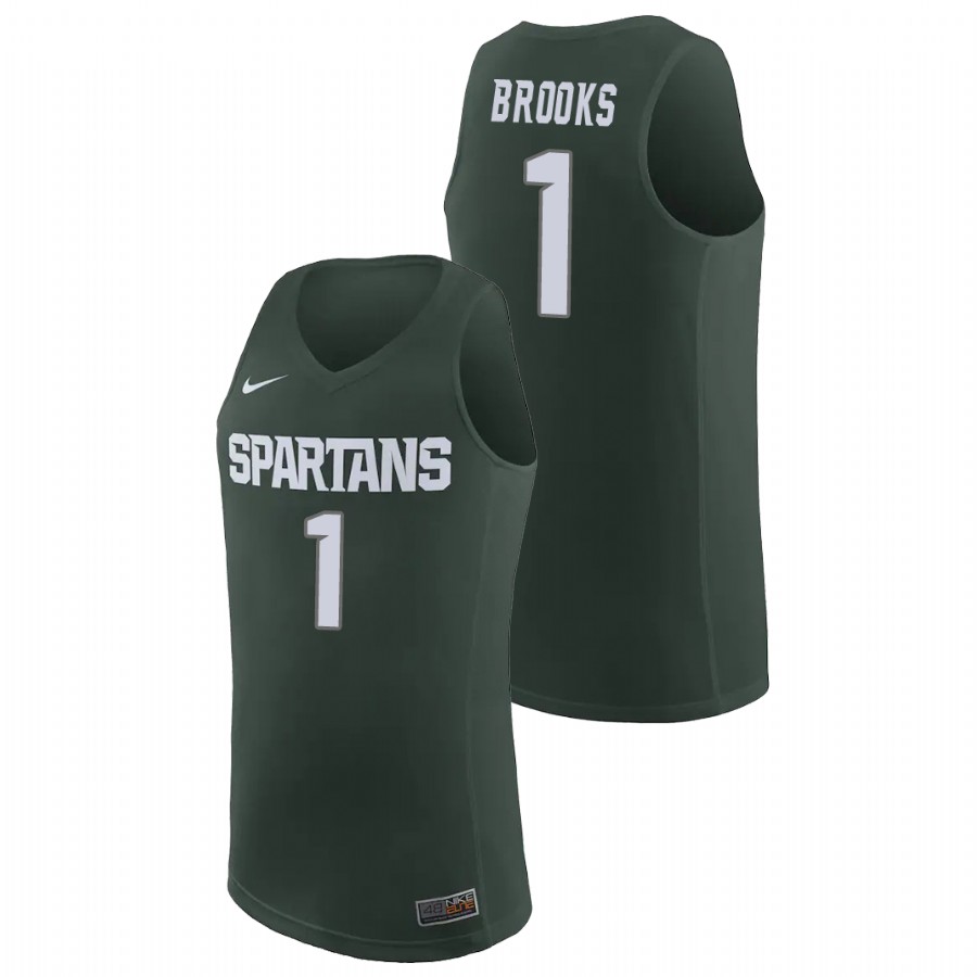 Men's Michigan State Spartans Pierre Brooks Basketball Jersey Green Men's Jersey