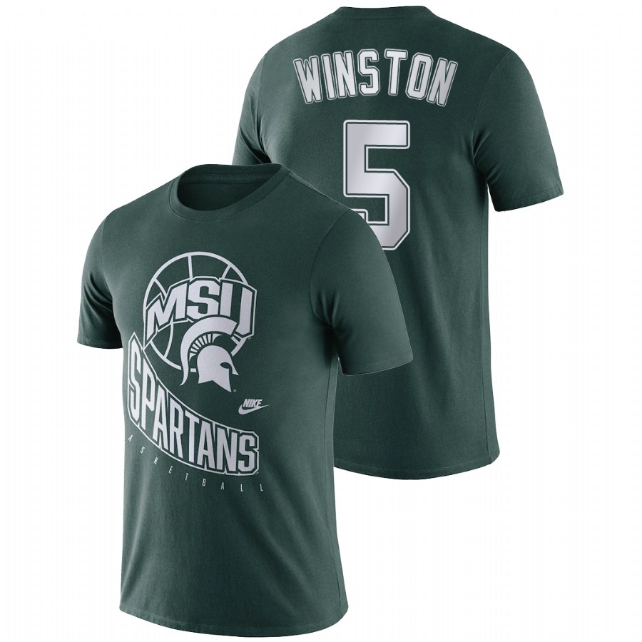 Men's Michigan State Spartans Retro Basketball Cassius Winston Green T-Shirt