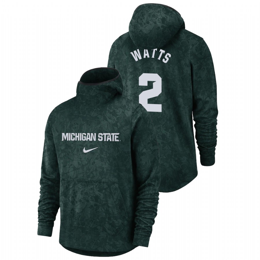 Men's Michigan State Spartans Rocket Watts Green Basketball Spotlight Team Logo Pullover Hoodie